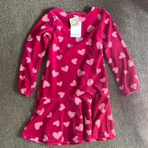 Polarn O Pyret NWT pink heart velour shirt dress sz 6-8